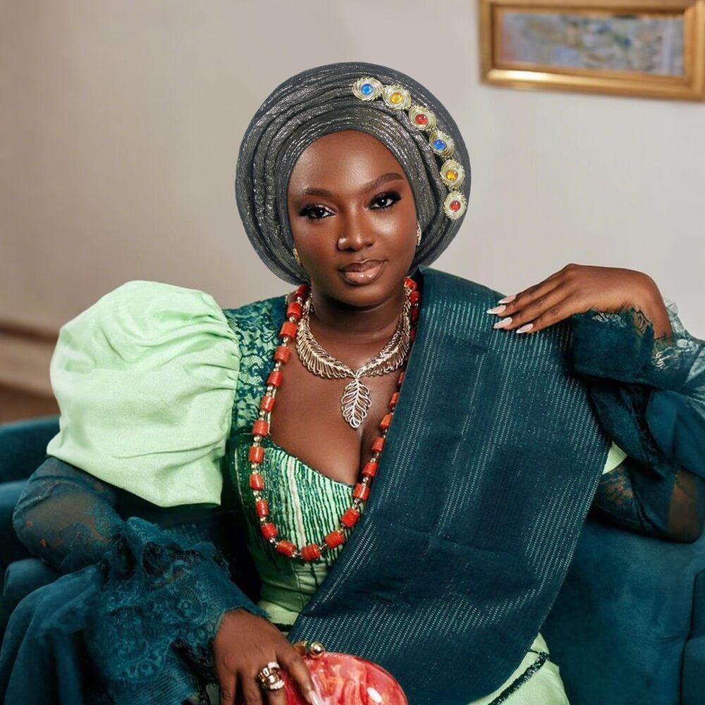 8299 Nigerian hat African auto gele Headscarf hat,Nigerian Headwraps - Picture 2 of 5